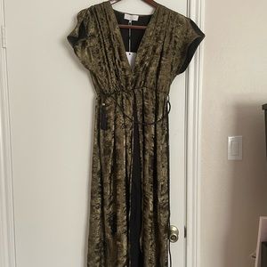 L’Academie midi wrap hold black gown dress w tie